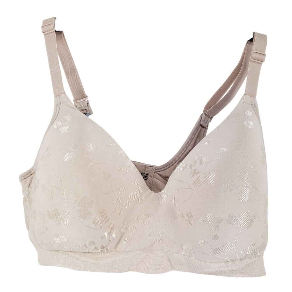 Bali Comfort Revolution Wirefree Bra Size Medium Sand Cool Comfort Nylon/Spandex